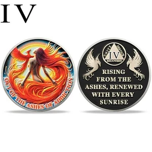 Phoenix Fairy 4 Year Sobriety Coin Alcoholics Anonymous AA Medallion Sober Gifts - Picture 1 of 14