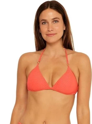 全新带标签 - Trina Turk 'Empire' Lurex 戒指吊带比基尼泳装上衣,木瓜 - 14 码 — 第 1/2 张图片