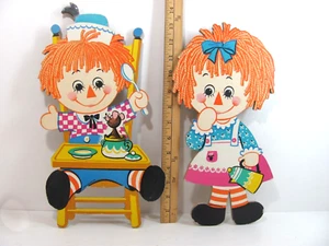 Vintage Bobbs Merrill Co 1972 Raggedy Ann & Andy Cutouts - Wall Hang Décor - Picture 1 of 8