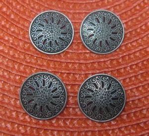 LOT OF 4~VINTAGE METAL SHANKED BUTTONS~SMALL PIERCINGS~FILAGREE DESIGN~7/8" - Picture 1 of 6
