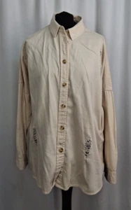 River Island Beige Distressed Shirt M Button Loose Fit C4141 - Picture 1 of 11