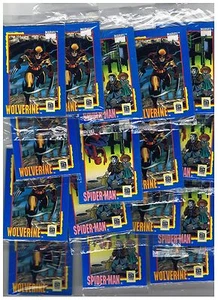 1991 MARVEL PROMO PACK Cello Impel Spiderman, Wolverine, Hulk, CAPTAIN AMERICA - Picture 1 of 9