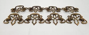 8 Brass Dresser Drawer Pulls handle Vintage Ornate Victorian-style Antique pull - Picture 1 of 16