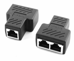 ADAPTADOR DIVISOR RJ45 CABLE LAN RED ETHERNET 1-2 VÍAS CONECTOR DUAL ENCHUFE X2 - Imagen 1 de 5