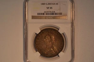 1889 Great Britain 4 Shillings- NGC VF-35. Nice and original. - Picture 1 of 1