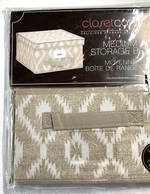 CLOSET CANDIE MEDIUM STORAGE BOX TAN WHITE 11 X 12 X 6  NIP - Image 1 of 2