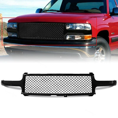 Grill Mesh Front Hood Grille Fits 1999-02 Silverado / 00-06 Tahoe Suburban Black Foto 1 de 4