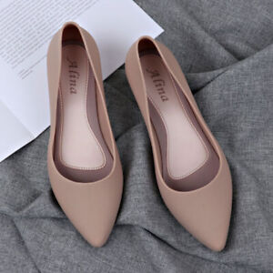 Women Pointed Toe Pumps Shallow Wedges Low Heel High Heels PVC Casual Shoes