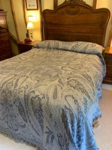 Quality Indian boiled wool silver grey paisley double bedspread by Pashmina Love - Picture 1 of 4