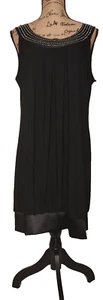 NWT - Taboo Sleeveless Black Satin & Rhinestone Trim Short Dress - Women's 2X - Picture 1 of 3