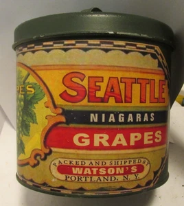 vintage tin/ cover Chief master grapes-Seattle Niagaras Grapes Porland,N,Y. - Picture 1 of 2