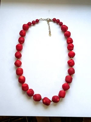 Collar Vintage Plata Esterlina Lucas Lameth Coral Rojo Cuentas Talla 20 Foto 1 de 4