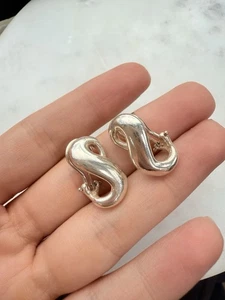 Tiffany & Co. 925 Silver Infinity Omega Earrings - Picture 1 of 6