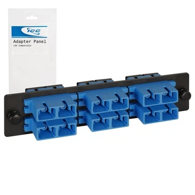 SC-SC Fiber Optic Adapter Panel, LGX Compatible, 12 Fibers, Singlemode, Blue ... - Image 1 of 4