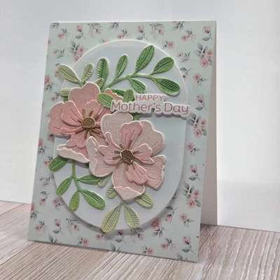 Handmade Greeting Card ocbrandy happy mothers day mom pink dainty - Image 1 of 2