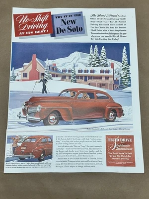 1941 De Soto Car Fluid Drive Simplimatic Trans. Vintage Original Color Print Ad - Image 1 of 3