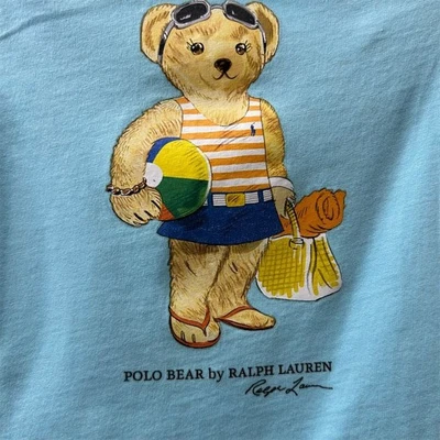 Ralph Lauren девочек поло медведь пляж футболка синий 18-24 М короткий рукав - Изображение 1 из 4