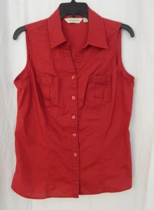 St John's Bay ~ Red Sleeveless Button Front Top * Size L * Cotton - Picture 1 of 8