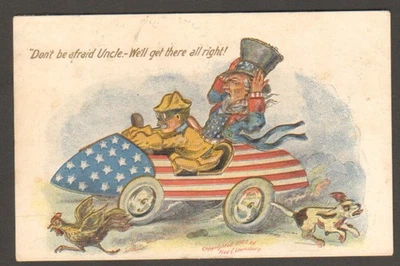 PC CÓMIC PATRIÓTICO 1907, TÍO SAM MONTADO EN COCHE R/W/B de Lounsbury Foto 1 de 2