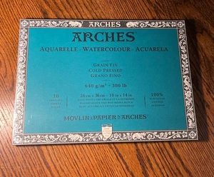 Arches Aquarell Aquarell Block 10"x14" 300lb 10 Blatt-Neu - Bild 1 von 3