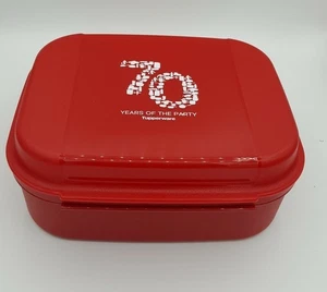 Tupperware Storzalot Flip Top Container Toys Crafts Red 70 years of Party New - Picture 1 of 3