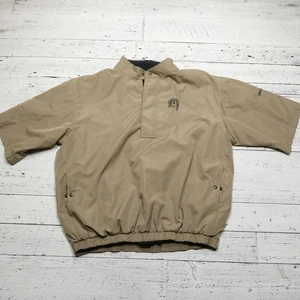 FootJoy DryJoys Pullover Jacket Mens 2XL Tan Short Sleeve Golf Windbreaker Stain - Picture 1 of 12
