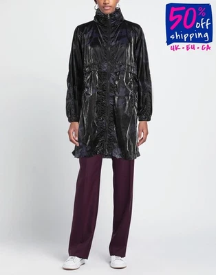 PVP €1050 AHIRAIN Abrigo Parka Brillo Lluvia Camuflaje Talla M Azul Camuflaje Capucha Desmontable Foto 1 de 4