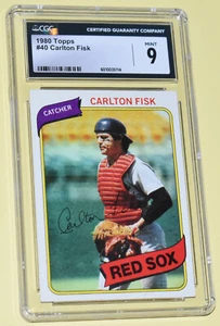 1980 Topps #40 Carlton Fisk - HOF Red Sox Catcher - Centered - CGC 9 Mint - Picture 1 of 2