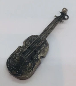 Antique Ornate Sterling Silver Cello Instrument Miniature - Picture 1 of 6