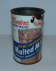 NEAT VINTAGE 1956 BORDENS MALTED MILK ELSIE TIN CAN - Picture 1 of 10