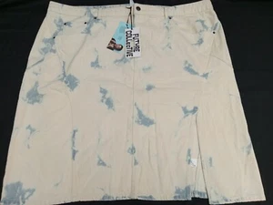 Women High-Rise Midi Denim Skirt Future Collective White Tie Dye Plus Size 22 - Picture 1 of 14