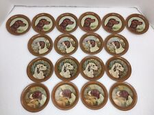 Vintage Lot of 18 Tin Litho Ole Larsen Assorted Hunting Dog Drink 3.5" Coasters