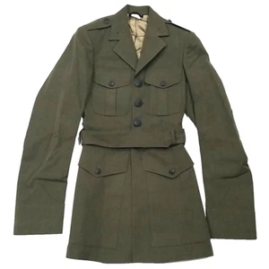 Abrigo Gabardina Genuino USMC Poliéster/Lana Hombres 30L Verde Uniforme A Cinturón EE. UU. MC 2212 - Imagen 1 de 19