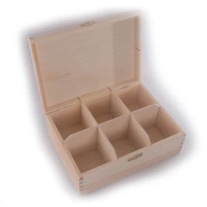 Caja de almacenamiento de madera con cierre de tapa y 6 secciones compartimentos/baratija artesanía con memoria - Imagen 1 de 6