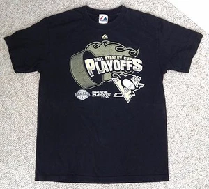 CAMISETA DE COLECCIÓN 2011 STANLEY CUP PLAYOFFS Negra Majestic Pittsburgh Penguins HOMBRE LRG - Imagen 1 de 4