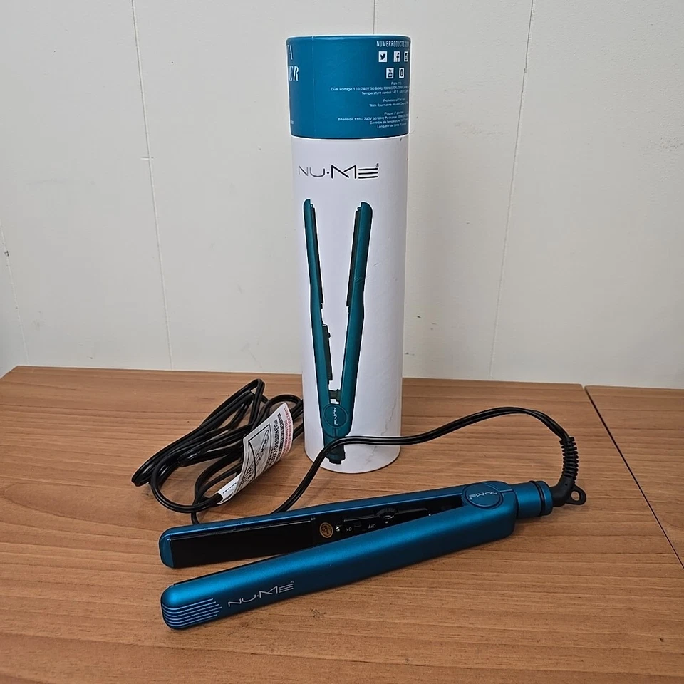 NuMe Fashionista Hair Straightener Flat Iron Tourmaline Ceramic Plates Turquoise - Image 1 of 4