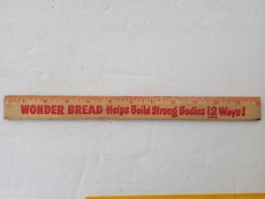 Vintage WONDER BREAD Wood Ruler HELPS BUILD STRONG BODIES 12 WAYS c.1950s - Picture 1 of 18