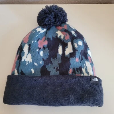 THE NORTH FACE TUKE Beanie Hat Mallard Blue Abstract Ikat One Size NWT - Image 1 of 4