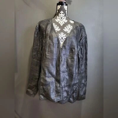 Plus Size Leather Blazer Jacket Sz 3X Dialogue Slit Look Goth Artsy Grunge Rock - Image 1 of 4