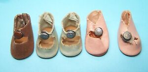 Vtg Doll Shoes Blue Pink Brown Oilcloth for Ginny Ginger Muffie Sized Dolls