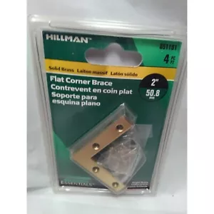 Part 851101 Solid Brass Flat Corner Iron, by Hillman, Single Item, Great Valu - Picture 1 of 2