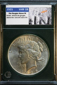 1925-P Peace Dollar ~ UNC ~ VSS VAM 1B Die Gouge Above IN (R6) (Lot#19-19) - Bild 1 von 2
