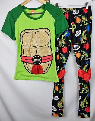 Nickelodeon TMNT 服装女式小号忍者神龟衬衫打底裤 — 第 1/4 张图片