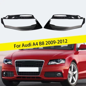Paar Linke Rechte Scheinwerferglasabdeckung für 2009-2012 Audi A4 B8 Klar Neu - Bild 1 von 19