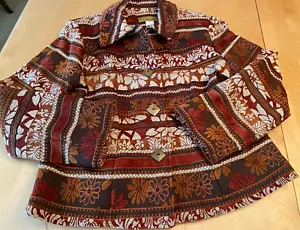 BEMALTES PONY SCHWERE BROKAT BLUMEN JACKE MANTEL HERGESTELLT IN DEN USA DAMEN GRÖSSE L - Bild 1 von 8