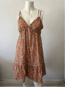 NWT Wild fable double strap sleeveless orange rustic country cotton Floral Dress - Picture 1 of 10