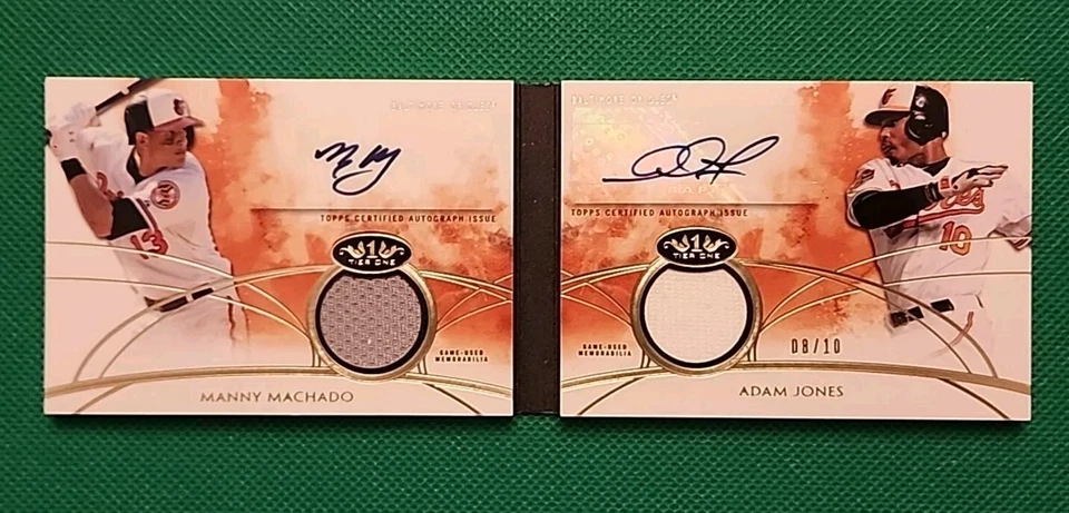 2014 Topps Béisbol Doble Auto Reliquia Manny Machado Adam Jones #8/10 Balt. Orioles Foto 1 de 4