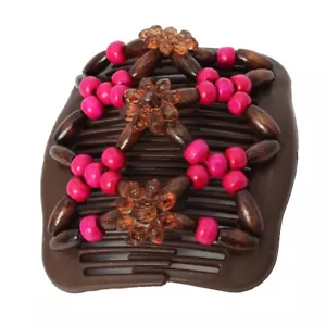 Trend African Hairclip Haarklammer Haarspange Butterfly Holzdesign mit Blume - Bild 1 von 4