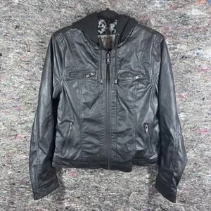 Ashley By 26 International Faux Leather Jacket Womens Large Leopard Print Lined - Picture 1 of 13