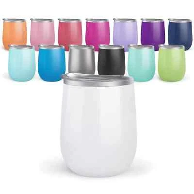 CALIFORNIA STRAWS Bev Steel Stemless Wine Tumbler, 12 oz | Double Wall Vacuum Insulated